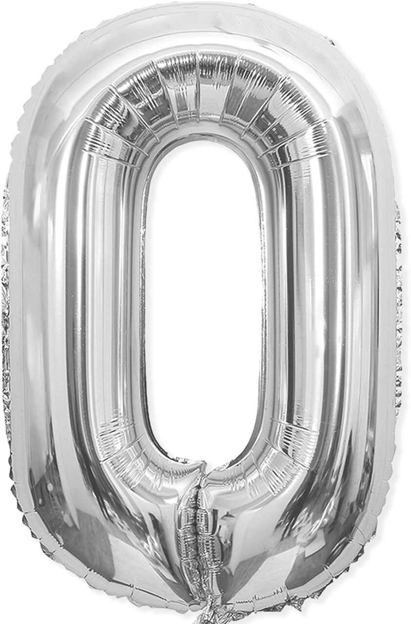 0 Number Balloon, Number Balloons 40 Inch, Silver Large Big Foil Number Balloons(Number 0 Silver0